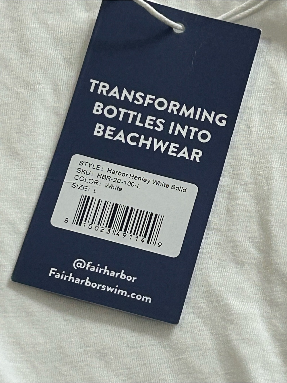 Fair Harbor Henley Shirt L White Long Sleeve Performance Recycled Polyester NWT - Picture 4 of 8